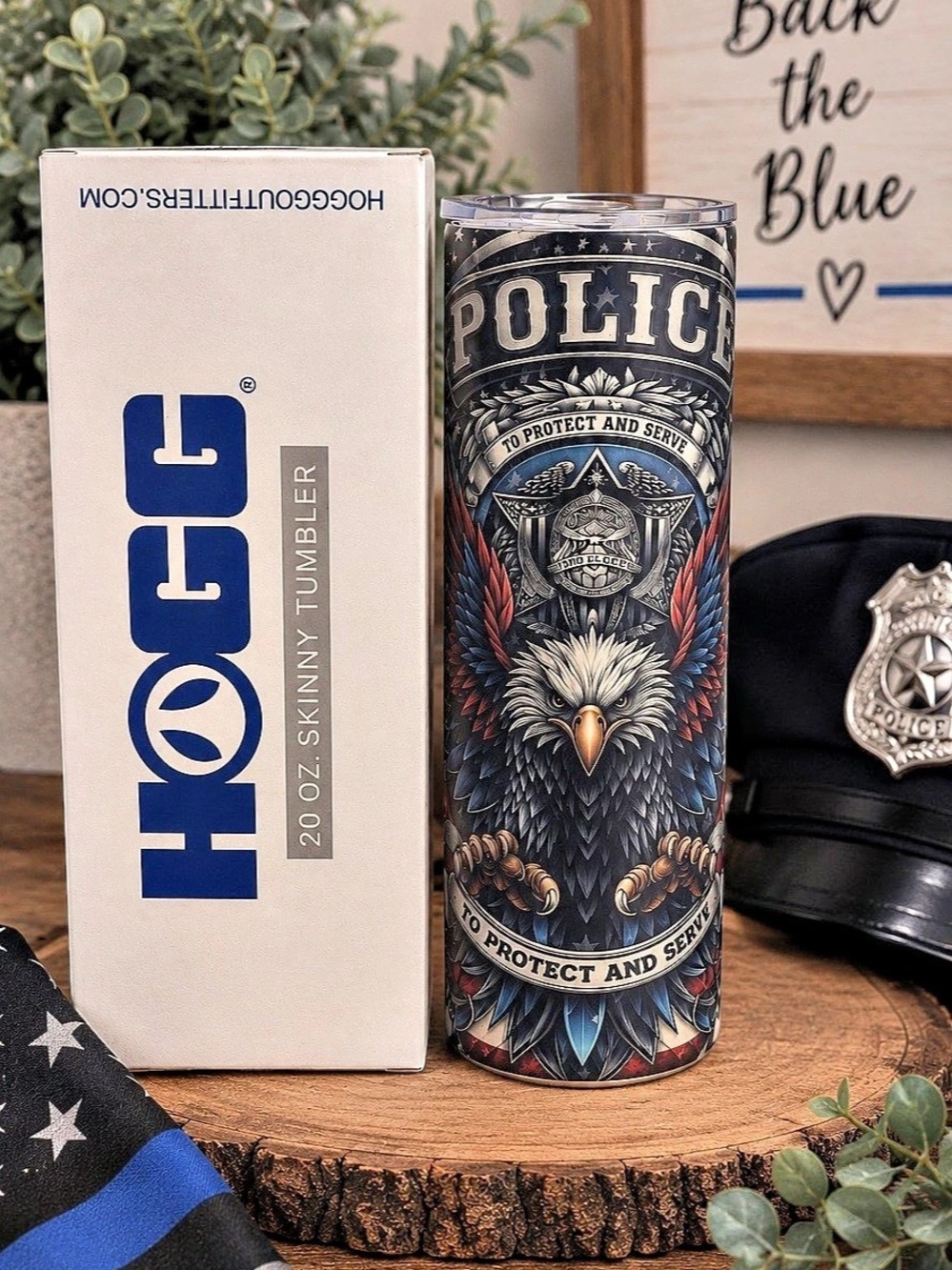20oz Police Tumbler | HOGG Tumbler| Police Officer Gift | Eagle & Badge Design